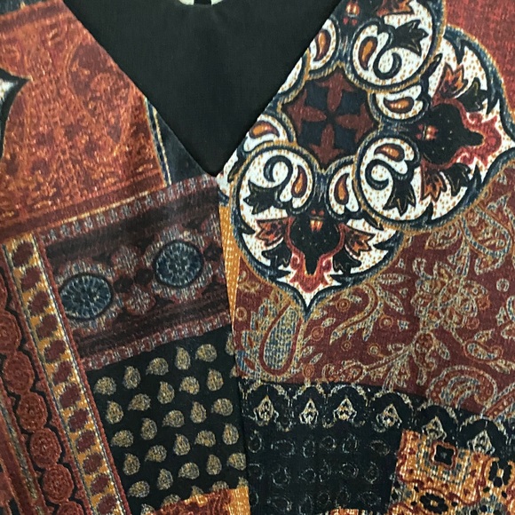 Perceptions Asymmetrical Dress with Black and Burgundy Patterns - Picture 8 of 9